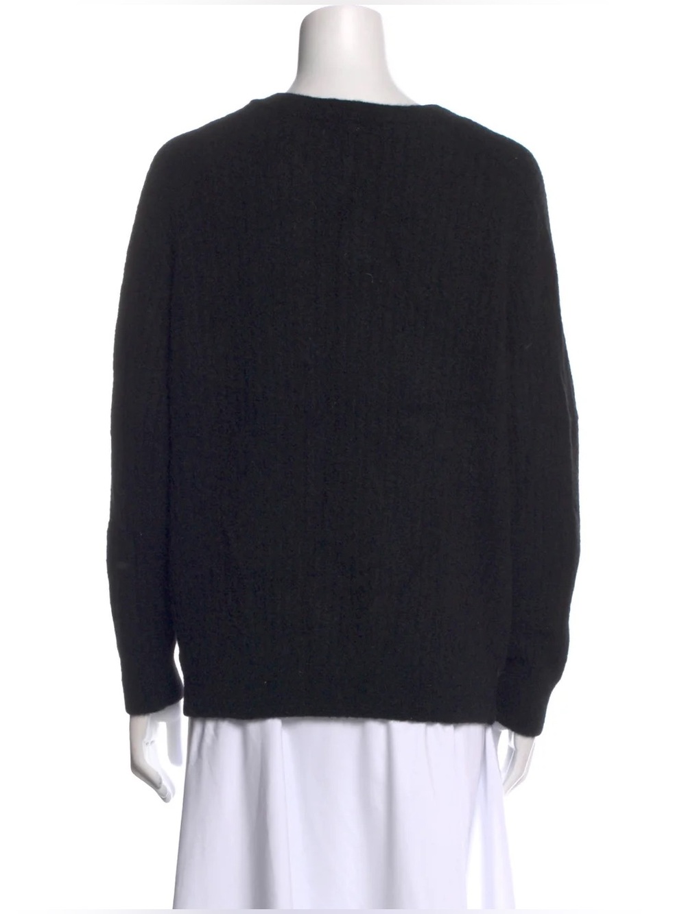 Alexander Wang V-Neck Button Alpaca Ribbed Knit Loose Cardigan Sweater Black XS - Picture 3 of 5